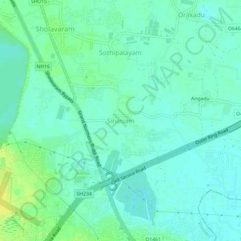 Mapa topográfico Siruniam, altitud, relieve