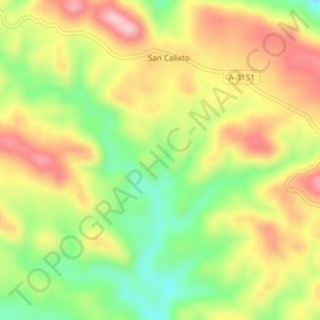 Mapa topográfico San Calixto, altitud, relieve