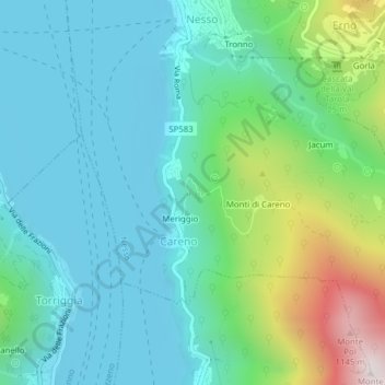 Mapa topográfico Grotta Masera, altitud, relieve