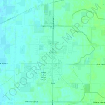 Mapa topográfico Hilmar, altitud, relieve