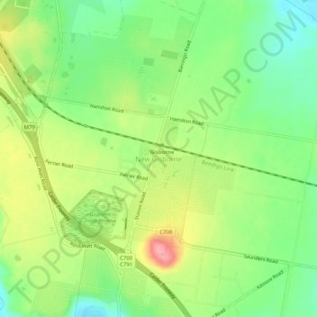 Mapa topográfico New Gisborne, altitud, relieve