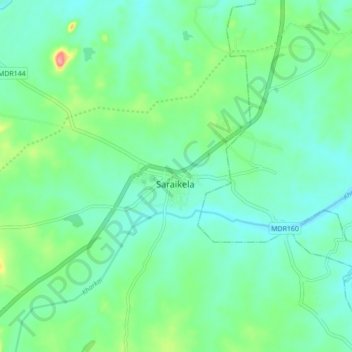Mapa topográfico Saraikela, altitud, relieve