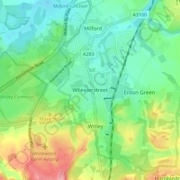 Mapa topográfico Wheelerstreet, altitud, relieve