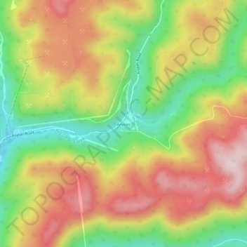 Mapa topográfico Anjean, altitud, relieve