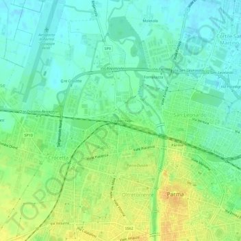 Mapa topográfico Cornocchio, altitud, relieve
