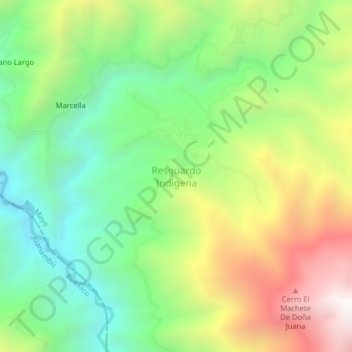 Mapa topográfico Resguardo Indigena, altitud, relieve