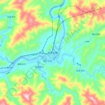 Mapa topográfico 阳平关镇, altitud, relieve