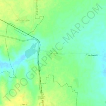 Mapa topográfico Badwai, altitud, relieve