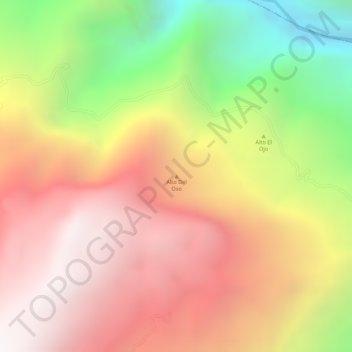 Mapa topográfico Alto Del Oso, altitud, relieve