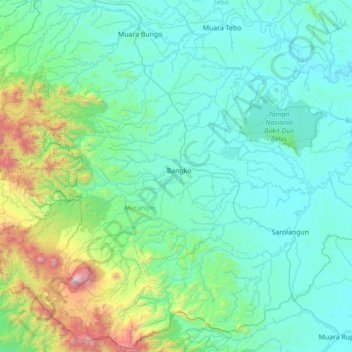Mapa topográfico Bangko, altitud, relieve