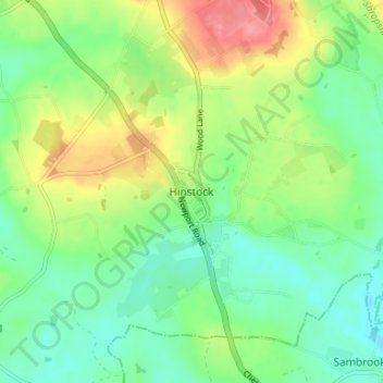 Mapa topográfico Hinstock, altitud, relieve