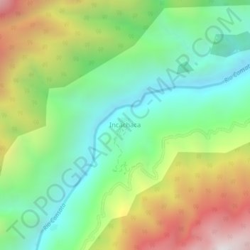 Mapa topográfico Incachaca, altitud, relieve