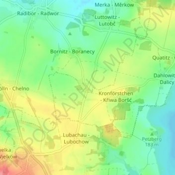 Mapa topográfico Neu-Bornitz, altitud, relieve