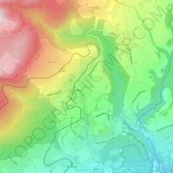 Mapa topográfico Le Muids, altitud, relieve