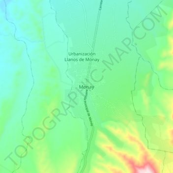 Mapa topográfico Monay, altitud, relieve