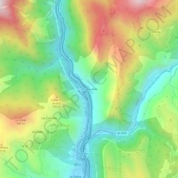 Mapa topográfico Le Chaudan, altitud, relieve