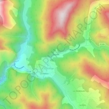 Mapa topográfico La Révolte, altitud, relieve