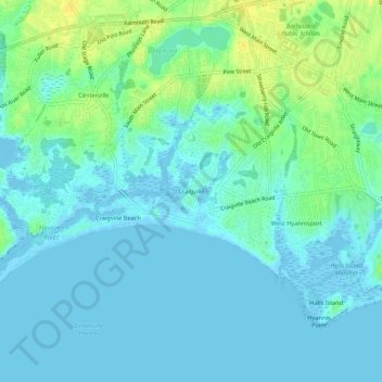 Mapa topográfico Craigville, altitud, relieve