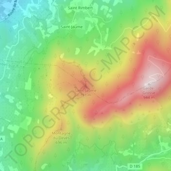 Mapa topográfico Saint-Jaume, altitud, relieve