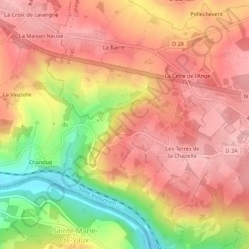 Mapa topográfico Les Taillis, altitud, relieve
