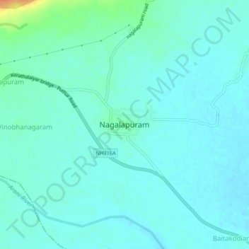 Mapa topográfico Nagalapuram, altitud, relieve