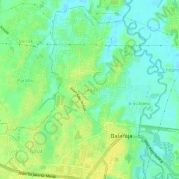 Mapa topográfico Saga, altitud, relieve