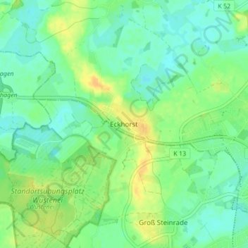 Mapa topográfico Eckhorst, altitud, relieve