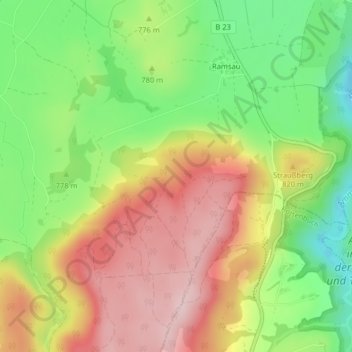 Mapa topográfico Schnaidberg, altitud, relieve