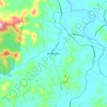 Mapa topográfico Amamoor, altitud, relieve