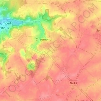 Mapa topográfico Somville, altitud, relieve