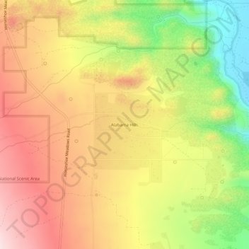 Mapa topográfico Alabama Hills, altitud, relieve
