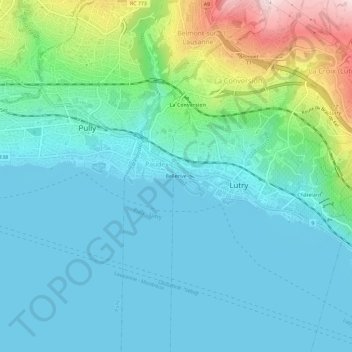 Mapa topográfico Bellerive, altitud, relieve