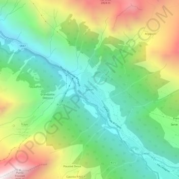Mapa topográfico Epinel, altitud, relieve