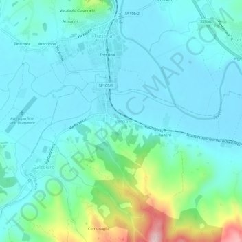 Mapa topográfico Verna, altitud, relieve