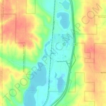 Mapa topográfico Waters, altitud, relieve