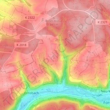 Mapa topográfico Eichelshof, altitud, relieve