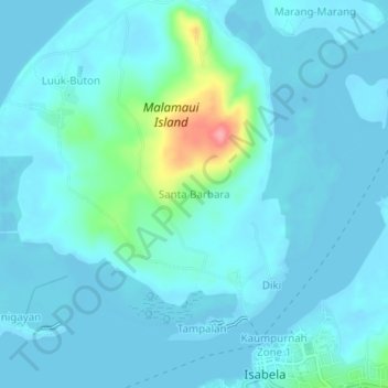 Mapa topográfico Santa Barbara, altitud, relieve