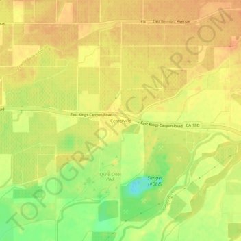 Mapa topográfico Centerville, altitud, relieve