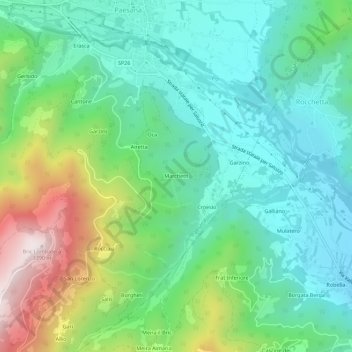 Mapa topográfico Marchetti, altitud, relieve