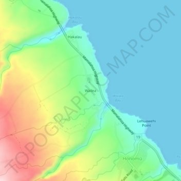 Mapa topográfico Wailea, altitud, relieve