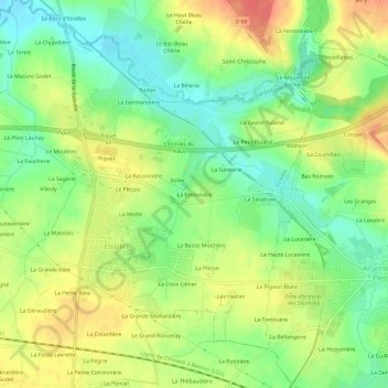 Mapa topográfico La Bretonière, altitud, relieve