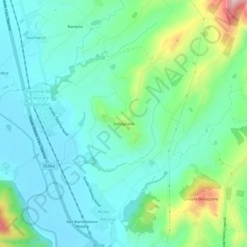 Mapa topográfico Solfagnano, altitud, relieve