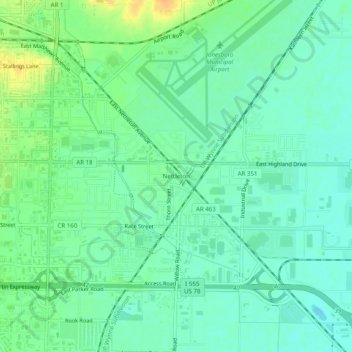 Mapa topográfico Nettleton, altitud, relieve