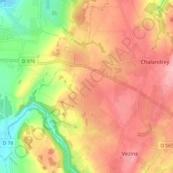 Mapa topográfico La Vincendière, altitud, relieve