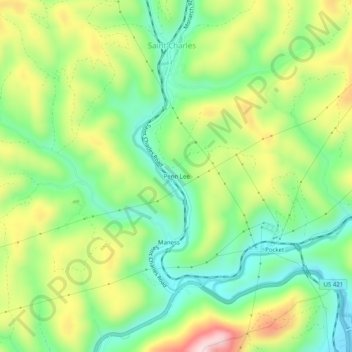 Mapa topográfico Penn Lee, altitud, relieve