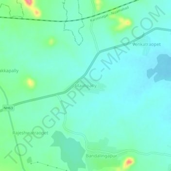 Mapa topográfico Maidipally, altitud, relieve