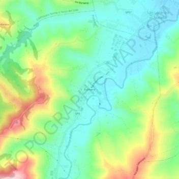 Mapa topográfico Fiumana, altitud, relieve