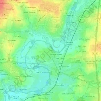 Mapa topográfico La Vallée, altitud, relieve