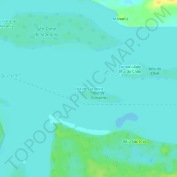 Mapa topográfico Ilha de Curupira, altitud, relieve