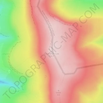 Mapa topográfico Great Whernside, altitud, relieve